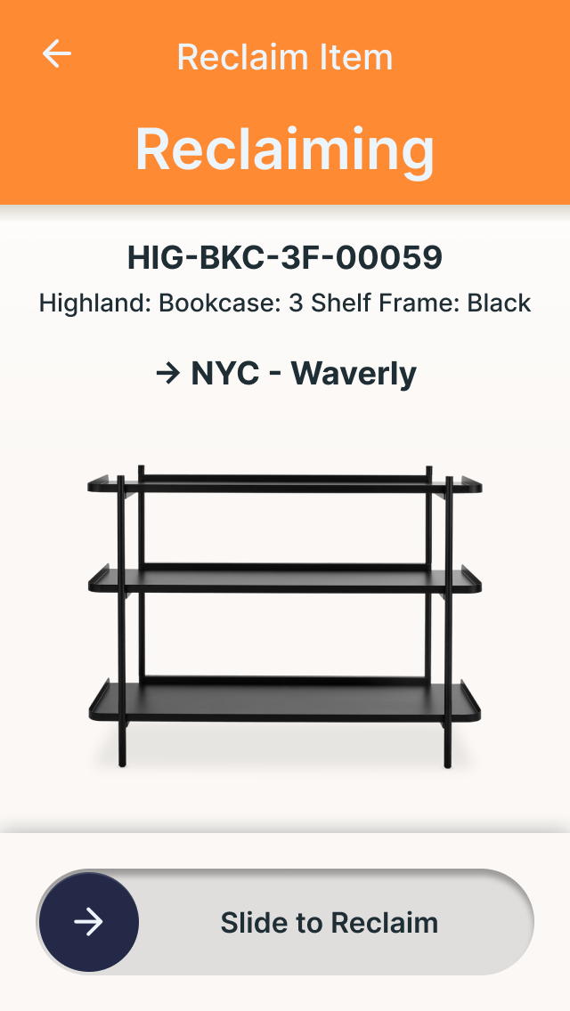 Zoltar Mobile - reclaim item workflow in progress Zoltar Mobile - reclaim item workflow in progress